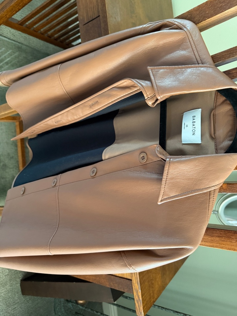 Babaton Tan Vegan Leather Shirt Jacket